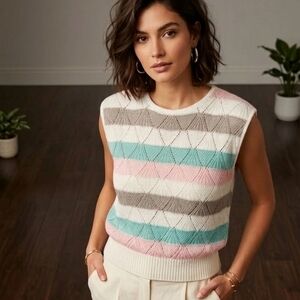 Striped Multicolor Women's Sweater Vest